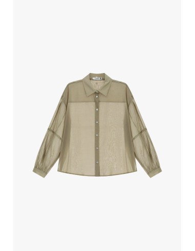 Oversized transparante blouse met klassieke kraag Please