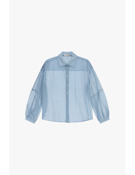 Oversized transparante blouse met klassieke kraag Please