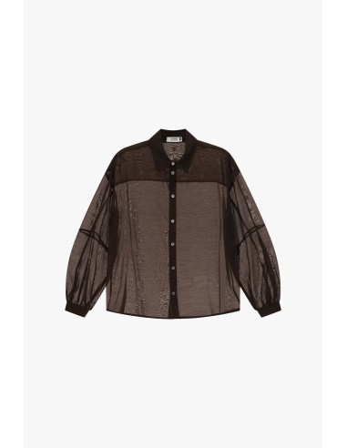 Oversized transparante blouse met klassieke kraag Please