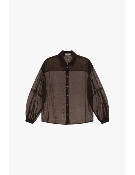Oversized transparante blouse met klassieke kraag Please