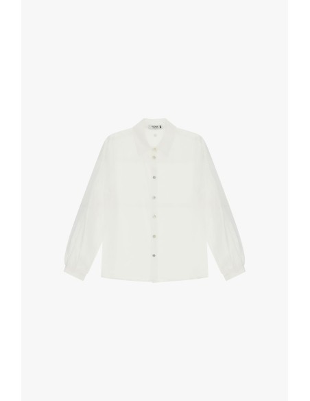 Oversized transparante blouse met klassieke kraag Please