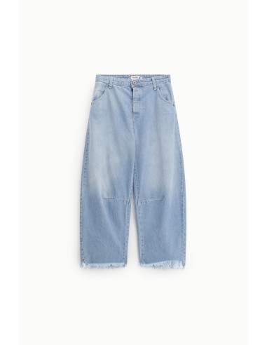 Cropped jeans met balloon fit en gerafelde zoom Please