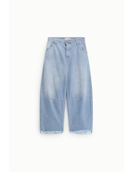 Cropped jeans met balloon fit en gerafelde zoom Please