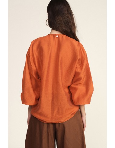Ruime blouse met lange mouwen en ruches aan de voorkant Dixie