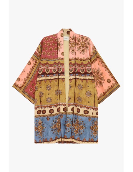 Fantasia patchwork-dusterjas met wijde mouwen Dixie