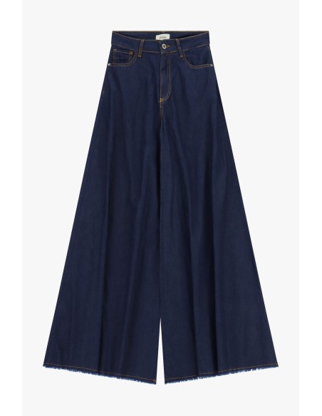 Dixie Palazzo-jeans met rafelige onderkant