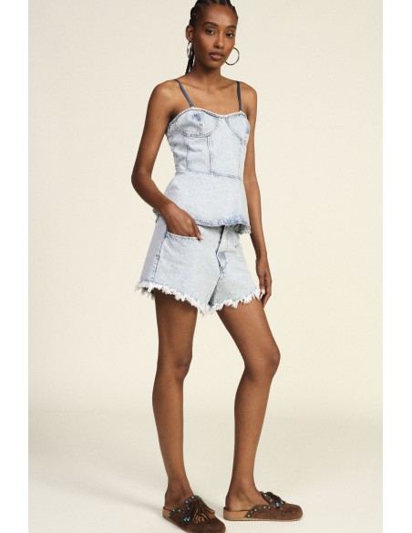 Dixie shorts met hoge taille en rafelrand