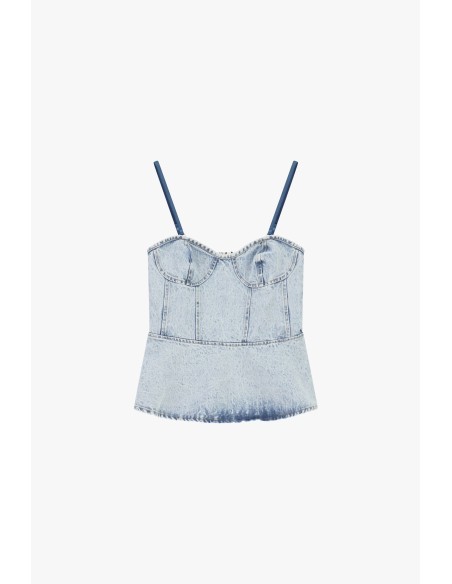 Denim bustiertop met dunne schouderbandjes Dixie
