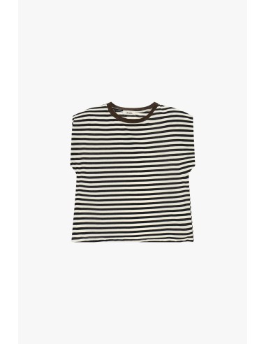Dixie T-shirt met strepen en contrasterende ronde hals