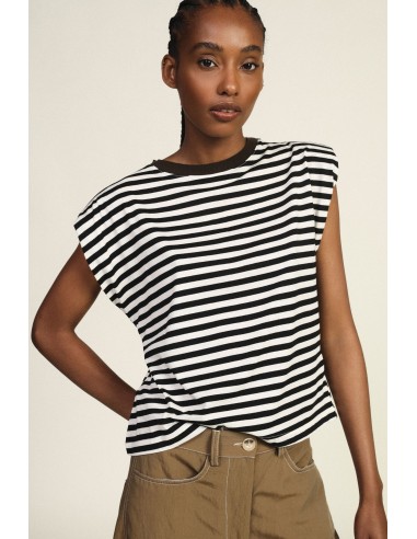 Dixie T-shirt met strepen en contrasterende ronde hals