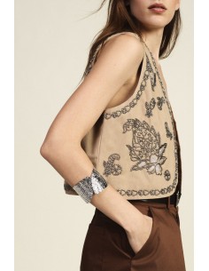 Gegraveerde stijve armband met bladmotief Dixie