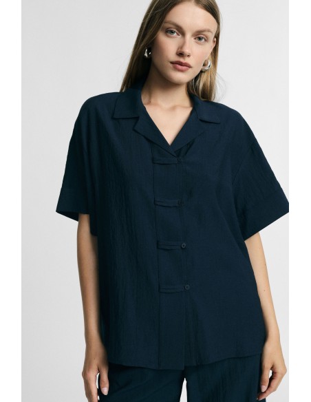 Korte boxy blouse met knoopsluiting Please