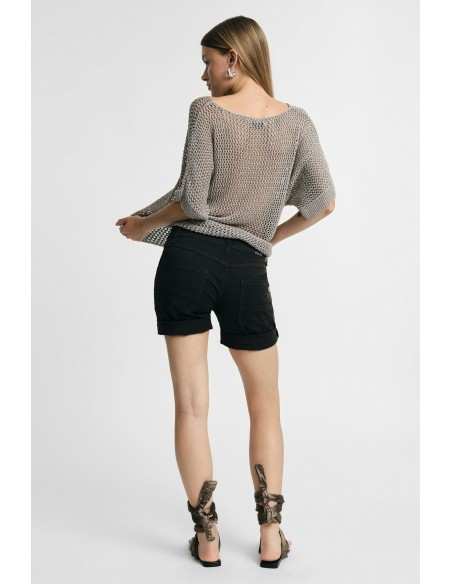 Regular-fit shorts met omslag en knopen Please