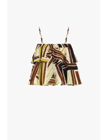 Top met dunne bandjes en geometrisch patroon Please