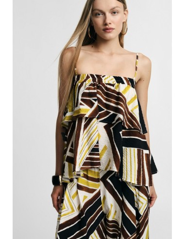 Top met dunne bandjes en geometrisch patroon Please