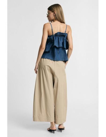 Cropped palazzobroek met elastische tailleband aub