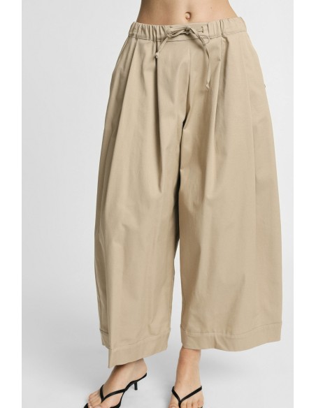 Cropped palazzobroek met elastische tailleband aub