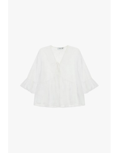 Ruime blouse met volantmouwen en een knoop aan de voorkant Please