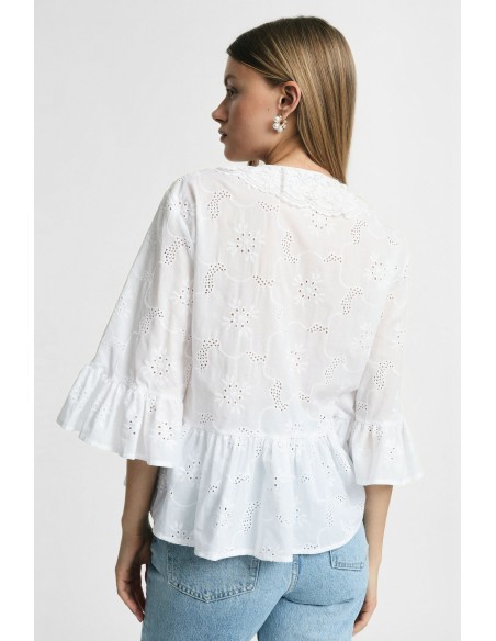 Ruime blouse met volantmouwen en een knoop aan de voorkant Please