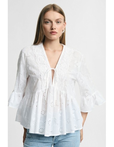 Ruime blouse met volantmouwen en een knoop aan de voorkant Please