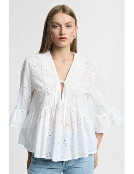 Ruime blouse met volantmouwen en een knoop aan de voorkant Please
