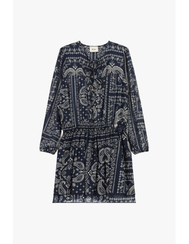 Korte paisleyjurk met lange mouwen Dixie
