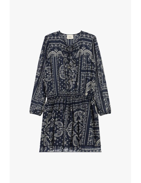 Korte paisleyjurk met lange mouwen Dixie