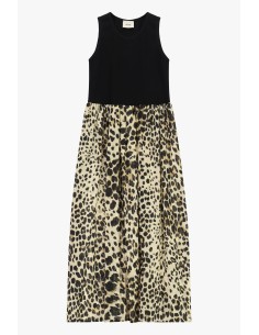 Lange mouwloze jurk met dierenprint Dixie