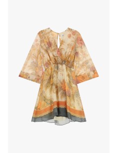 Korte jurk met bloemenprint en wijde mouwen Dixie