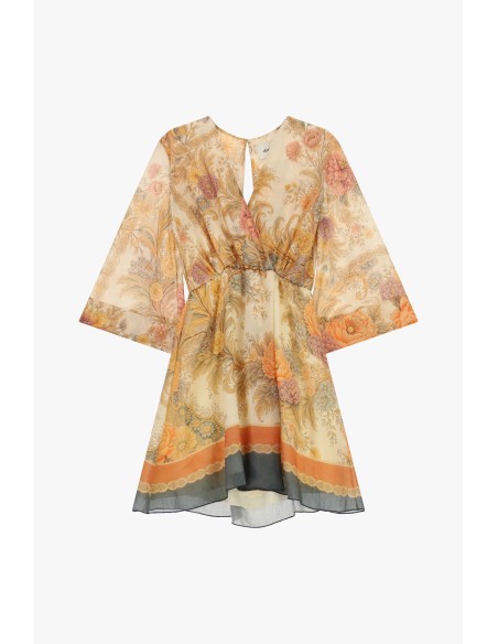 Korte jurk met bloemenprint en wijde mouwen Dixie