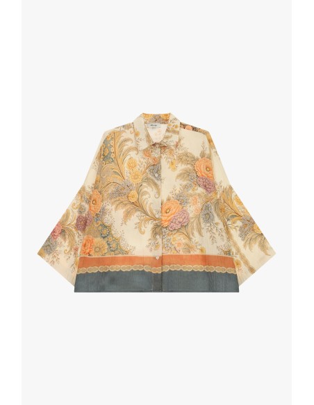 Ruim overhemd met bloemenprint en contrasterende boorden Dixie