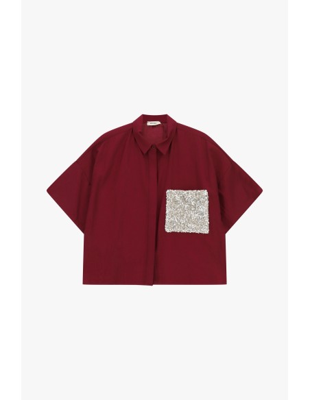 Boxy shirt met korte mouwen en paillettenborstzak van Dixie