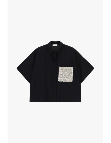 Boxy shirt met korte mouwen en paillettenborstzak van Dixie