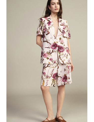 Dixie bermuda met bloemenprint, plooien en zakken