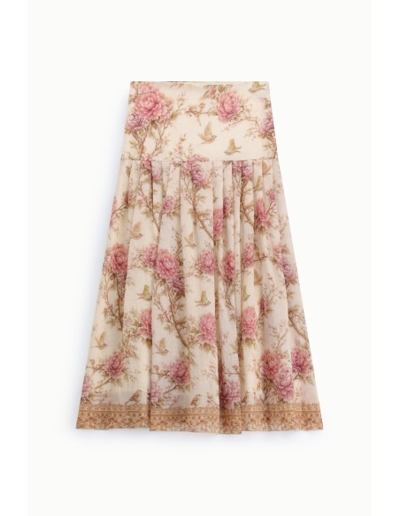 Lange rok met bloemenpatroon en hoge taille Dixie