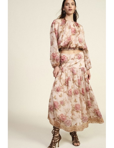 Lange rok met bloemenpatroon en hoge taille Dixie