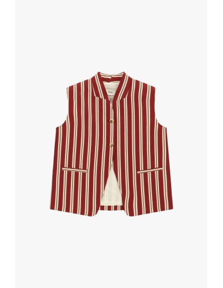 Dixie gilet met verticale strepen, knopen en zakken