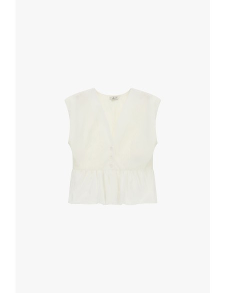 Kort gilet met knopen en gerimpelde volant Dixie