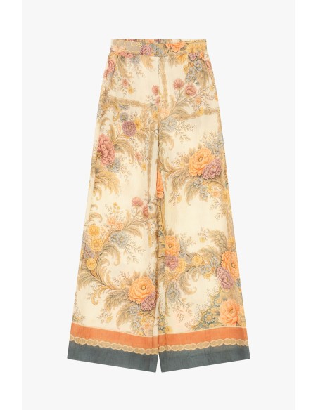 Palazzo-broek met bloemenprint en contrasterende onderkant Dixie