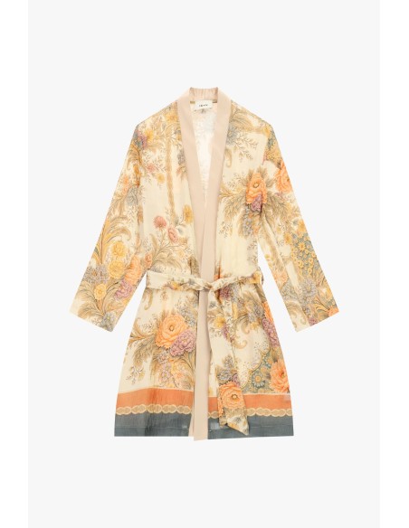 Dusterjas met bloemenprint en ceintuur van Dixie