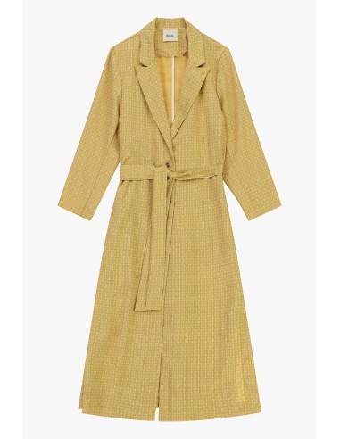 Dixie Fantasie Midi-Trenchcoat met microprint en ceintuur