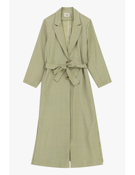 Dixie Fantasie Midi-Trenchcoat met microprint en ceintuur
