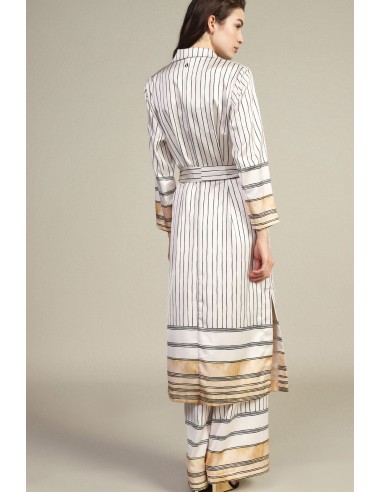Gestreepte midi-trenchcoat met ceintuur Dixie