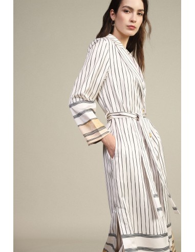 Gestreepte midi-trenchcoat met ceintuur Dixie