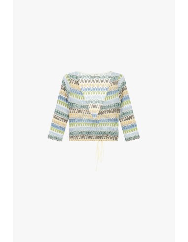 Dixie Top met lange mouwen, overslagmodel en golvend patroon