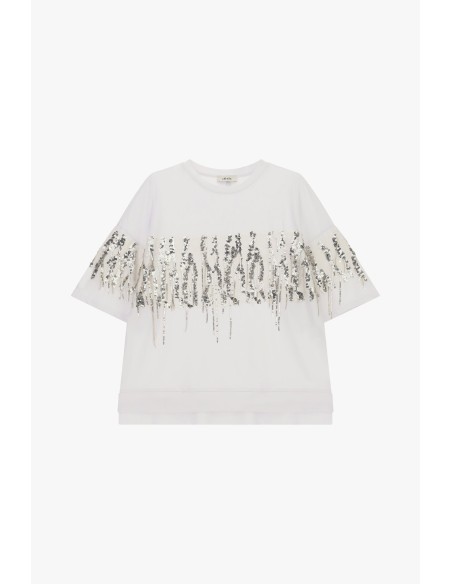Dixie T-shirt met korte mouwen en paillettenversieringen
