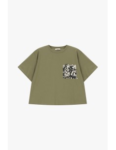 T-shirt met opgestikt zakje en pailletten Dixie 2