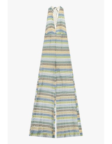 Dixie Jumpsuit met diepe hals, zigzagmotief en open rug