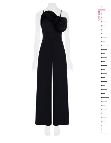 Palazzo-jumpsuit van katoen met grote gestructureerde roos, Rinascimento
