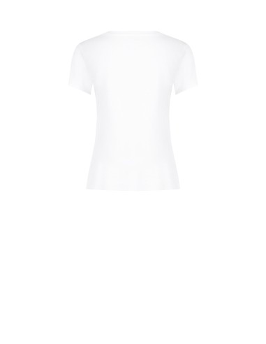 Regular katoenen T-shirt met navyprint en strass-steentjes